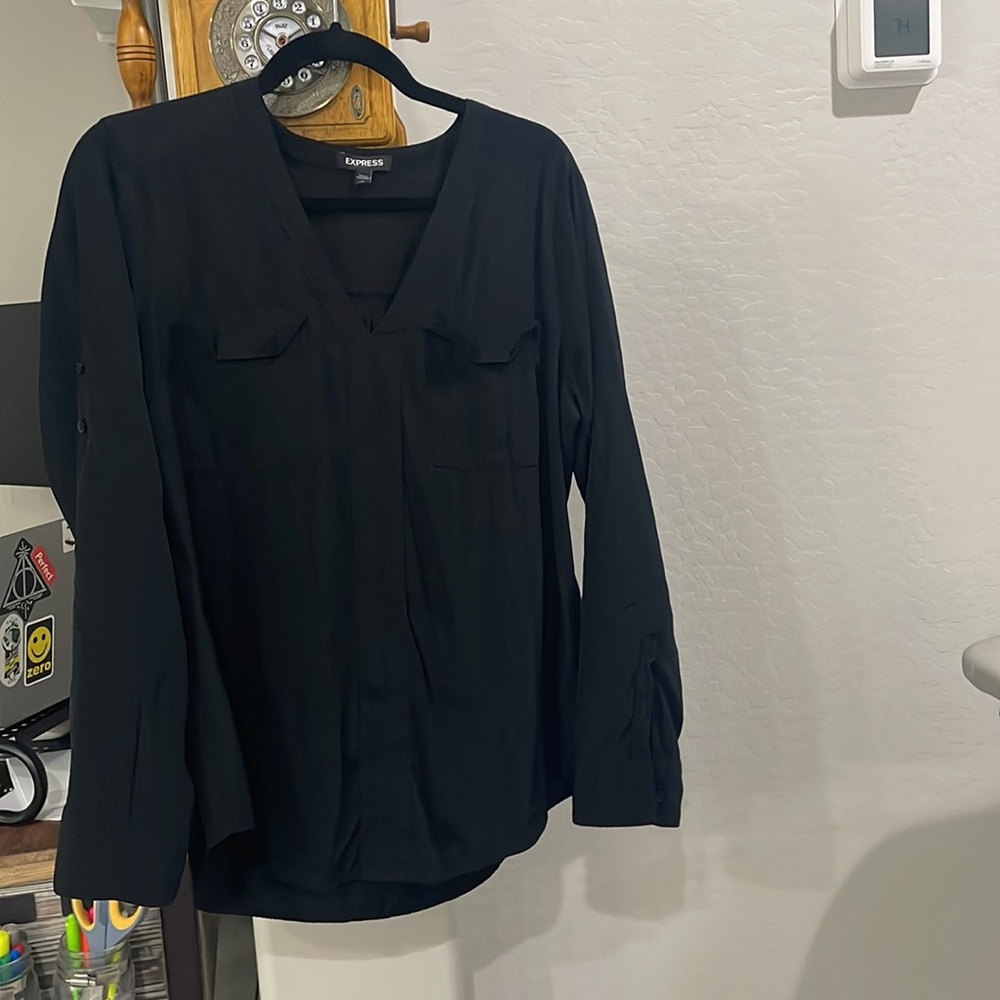 Express portofino black dress shirt. No buttons down middle. No collar.